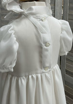 L'Pety Canar Crepe and French Metallic Lace Off White Christening Gown