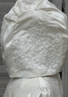 Nan & Jan Girls’ Off White Silk Christening Short Gown with Floral Embroidered Bodice