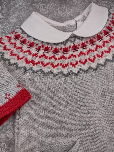 Dr. Kid Infant Boys’ 2 Piece Wool Cashmere Knit Outfit - Grey/Red-DK151