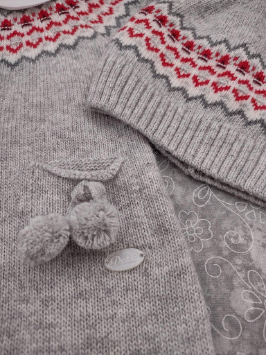 Dr. Kid Infant Boys’ 2 Piece Wool Cashmere Knit Outfit - Grey/Red-DK151
