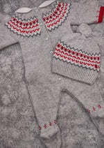 Infant Boys’ 2 Piece Wool Cashmere Knit Outfit - Grey/Red