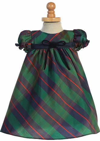 Swea Pea and Lilli Infant Green and Navy Plaid Holiday Dress C537 Swea Pea and Lilli Infant Green and Navy Plaid Holiday Dress C537