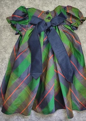 Swea Pea and Lilli Infant Green and Navy Plaid Holiday Dress C537 Swea Pea and Lilli Infant Green and Navy Plaid Holiday Dress C537