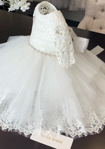 Lace 3\4 Sleeve Tulle Tier Christening Dress