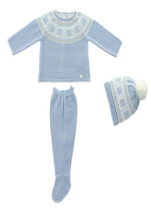 Martin Aranda Light Blue Knit 3 Piece Outfit - Nordic Print