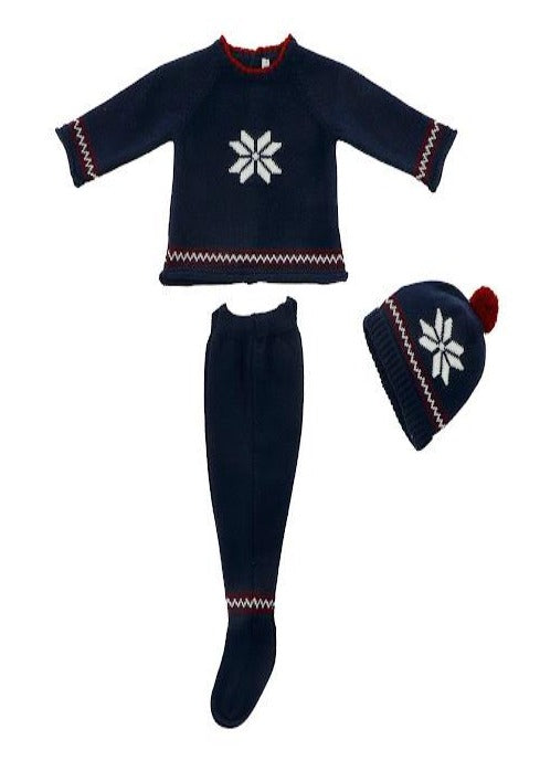 Martin Aranda Navy Blue Knit 3 Piece Outfit - Nordic Snowflake