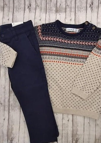Mayoral Sweater and Chino Set - Navy/Red