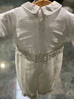 Piccolo Bacio Boys' Textured Silk Boys Baptism Outfit with Gold Jacquard Aldo