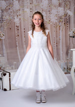 Rosabella Tea Length Scalloped Lace Communion Gown - RB605