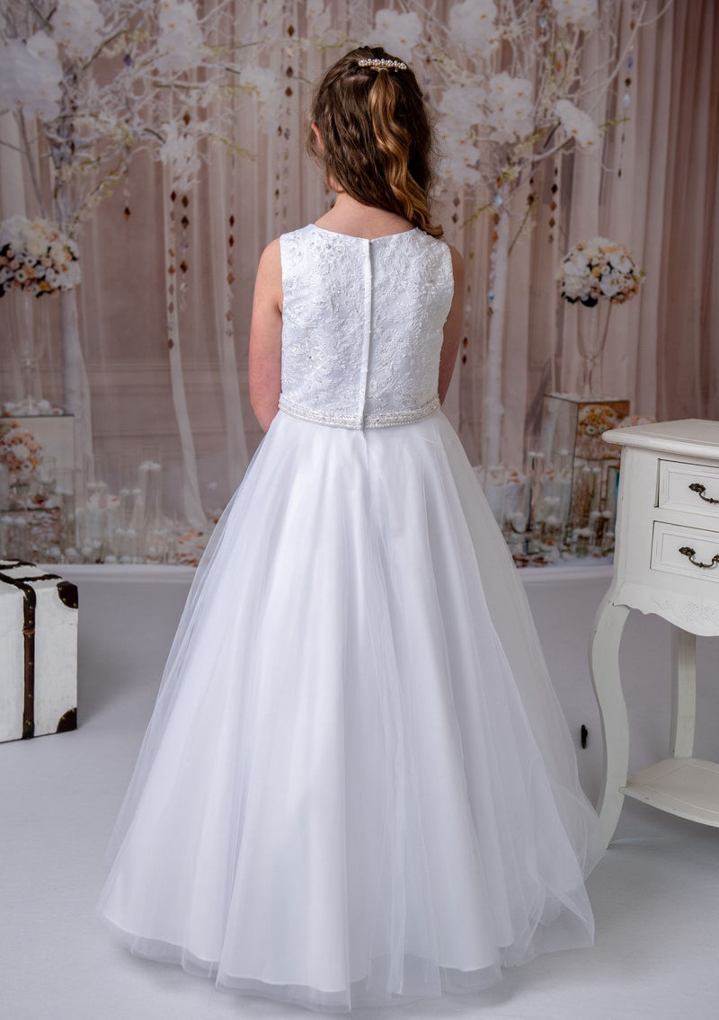Rosabella Lace and Tulle Gown with Pearl Belt - RB609