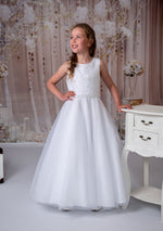 Rosabella Lace and Tulle Gown with Pearl Belt - RB609