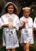 Sara's Girls’ White Satin Robe
