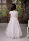 Sweetie Pie Short Sleeve Gown with Scalloped Lace and Tulle Long Dress 4022