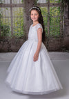 Sweetie Pie Communion Gown with Lace Cap Sleeve and Shimmer Tulle Skirt - 4064