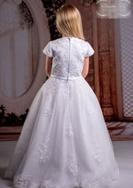 Sweetie Pic White Communion Long Lace Hem Gown - 4078