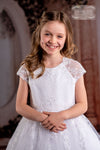 Sweetie Pie Communion Tulle and Sparkle Tea Length Gown - 4087