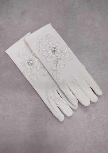 Sara’s Girl’s Ivory Gloves - Lace Applique