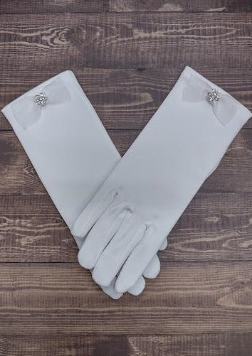 Sara’s Girl’s Ivory Gloves - Tulle Bow (GL208)