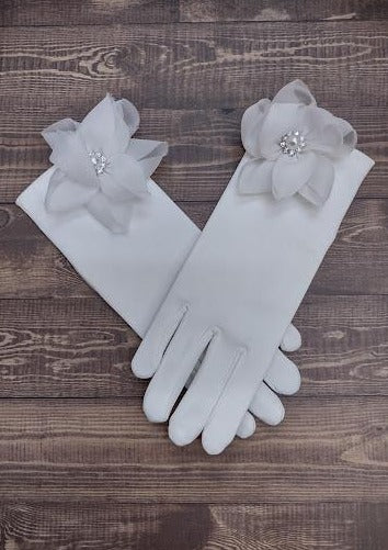 Sara’s Girl’s Ivory Gloves - Tulle Flower
