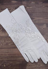 Sara’s Girl’s Long Ivory Gloves with Lace Applique (GL205)