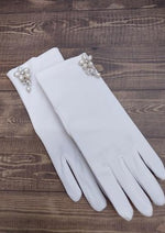 Sara’s Girl’s White Gloves - Pearl Flower