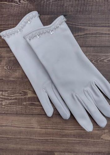 Sara’s Girl’s White Gloves - Pearl & Sequin (GL143)