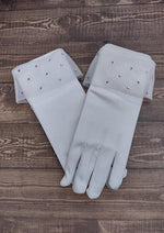 Sara’s Girl’s White Gloves - Rhinestone & Tulle