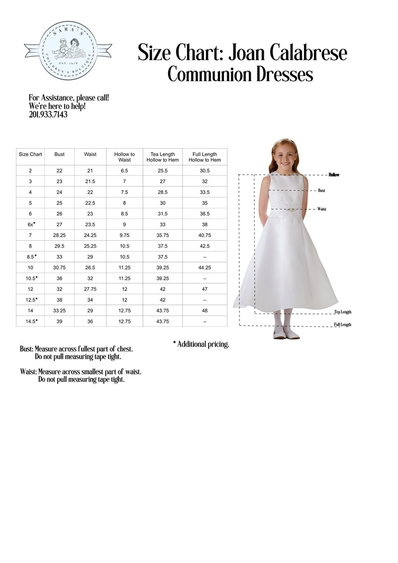 Joan Calabrese Plus Size White Tea Length Satin A Line Communion Dress ...