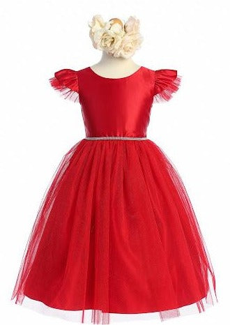 Sweet Kids' Infant/Toddler Red Satin and Tulle Party Dress