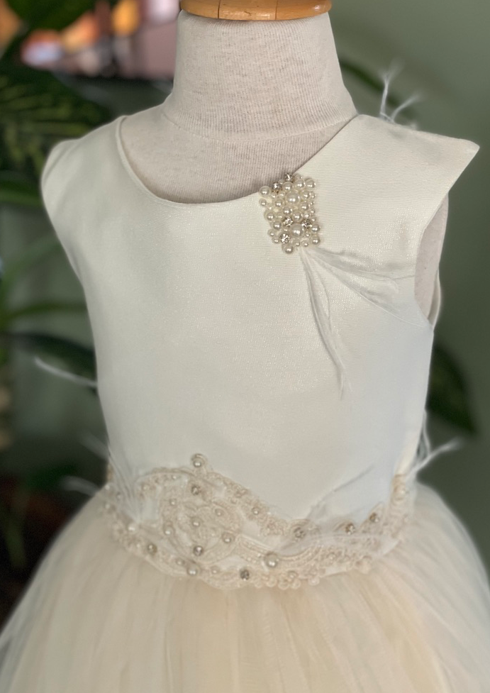 2 Tone Lace and Tulle Flower Girl Dress