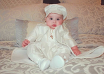 Piccolo Bacio Boys' Baptism - Silk Couture Set Jacquard -White Nunziato