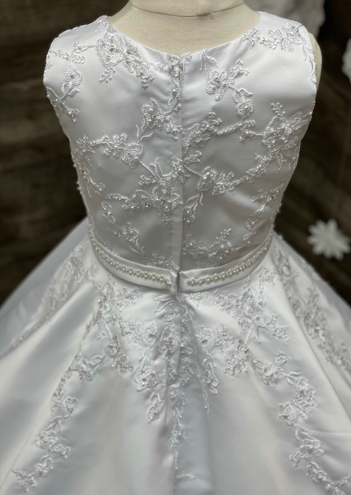 Sweetie Pie Delicate A-line Embroidered Communion Dress Athena Sara's Children's Boutique Sweetie Pie Delicate A-line Embroidered Communion Dress Athena Sara's Children's Boutique