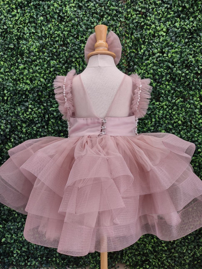 Girls True Pink Pearl Party Dress 4 / Pink Girls True Pink Pearl Party Dress 4 / Pink