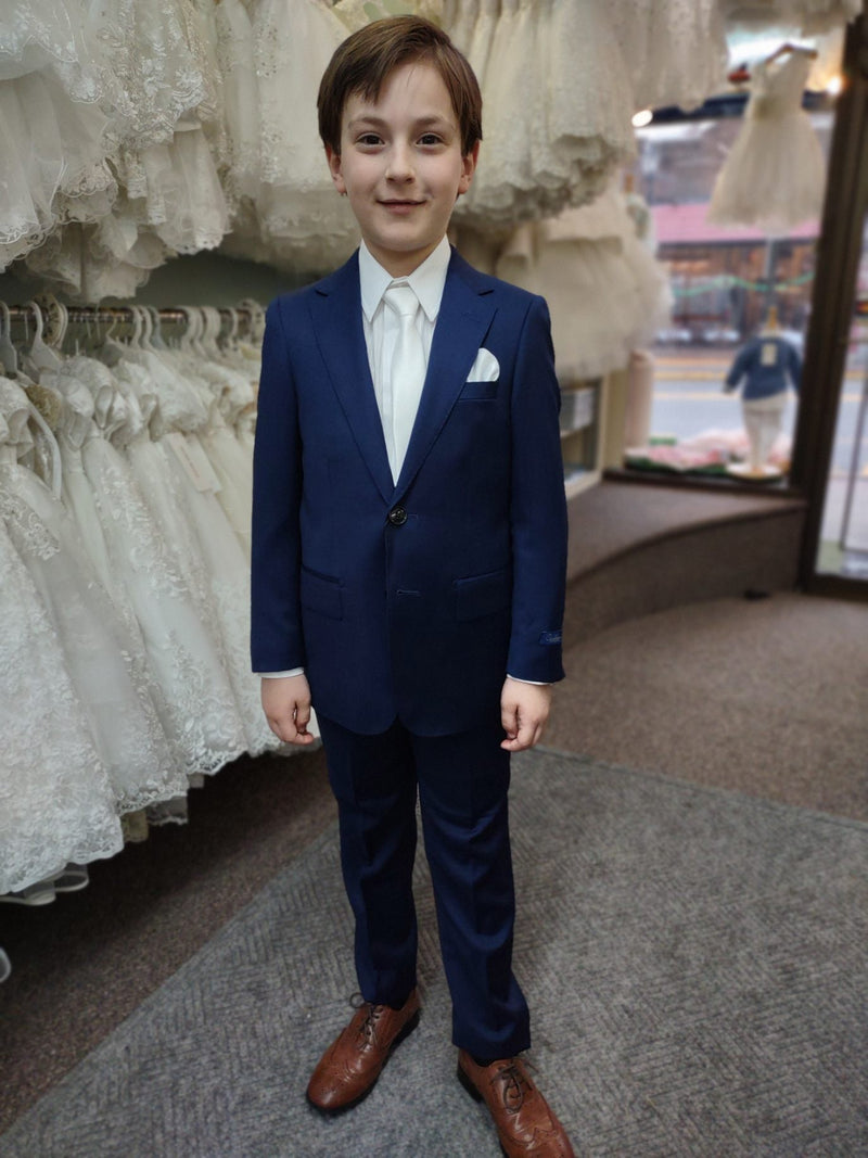 Boys Wool and Cashmere Classic Button Navy Suit – Sara's