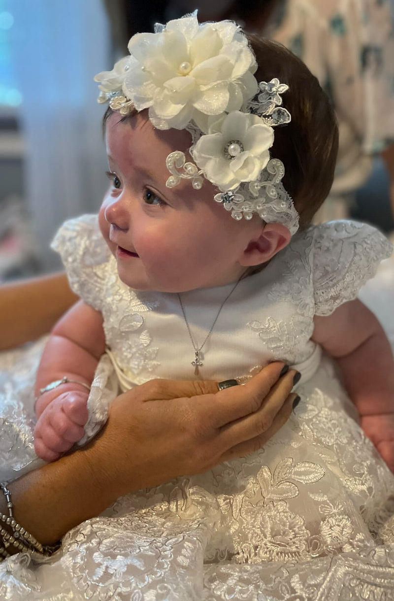 princess daliana christening dress Princess Daliana Flutter Sleeve Off White Christening Gown Y2070UF Sara's Children's Boutique